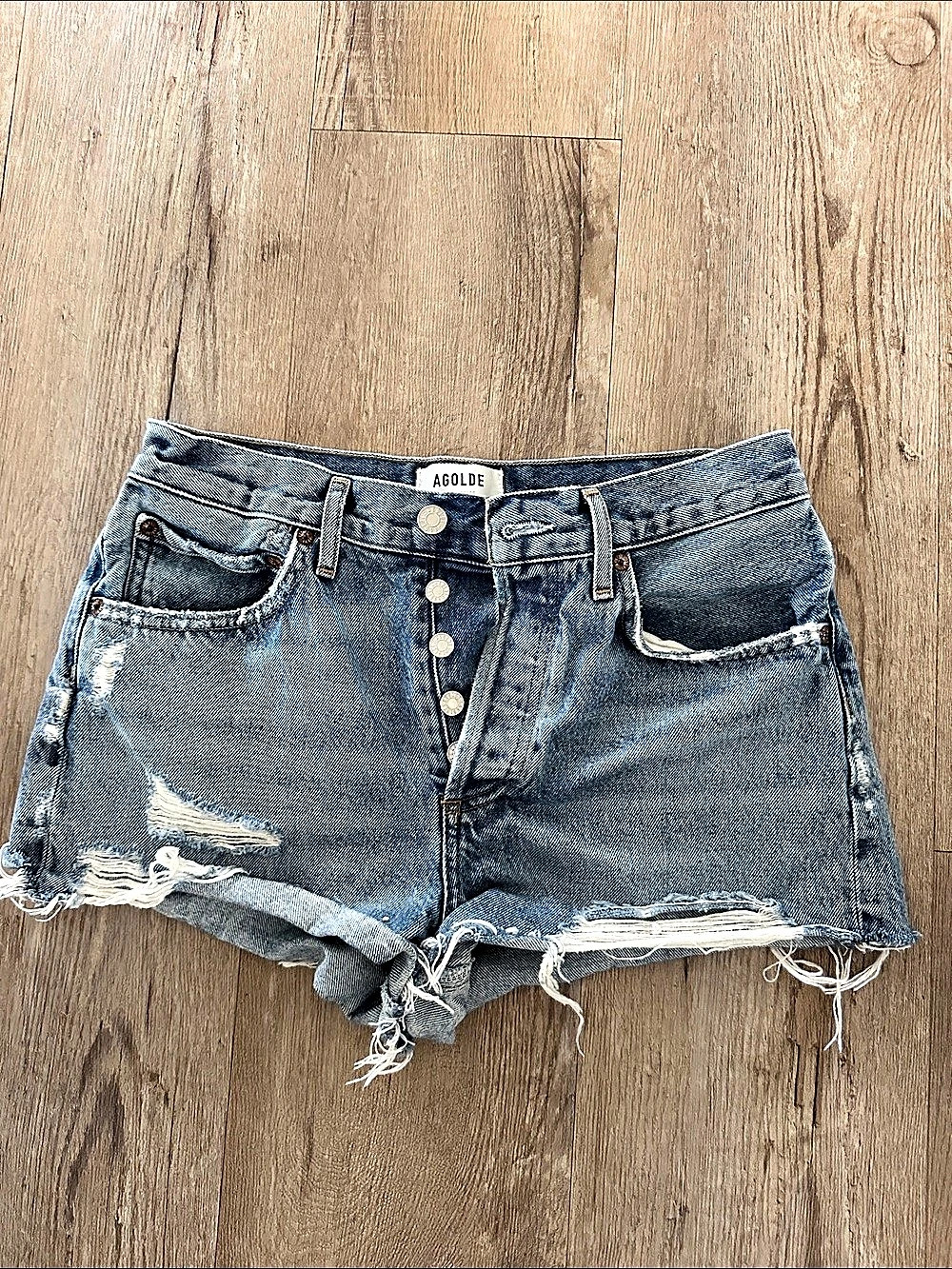 AGOLDE Parker Vintage Cut Off Short Blue Waist 25